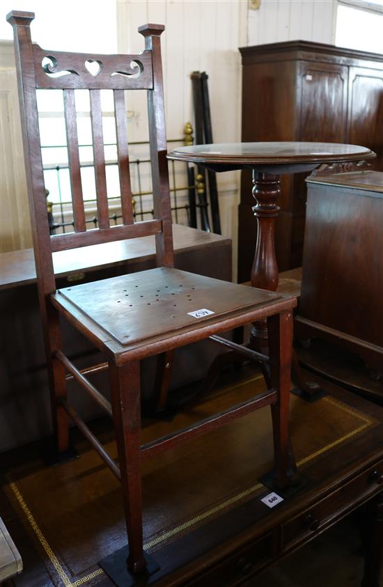 Edwardian chair and a small circular  tripod table(-)